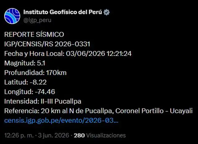 Sismo en Ucayali