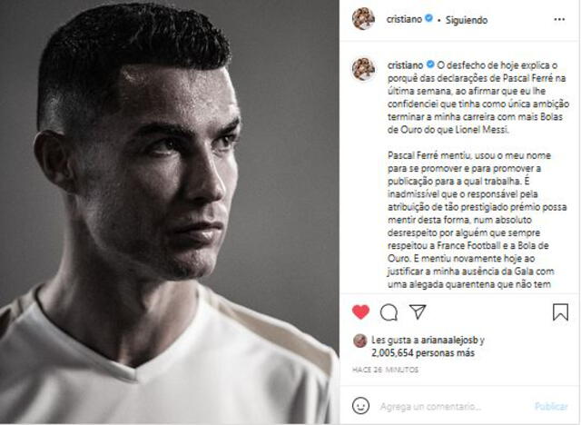 Publicación de Cristiano Ronaldo contra jefe de France Football