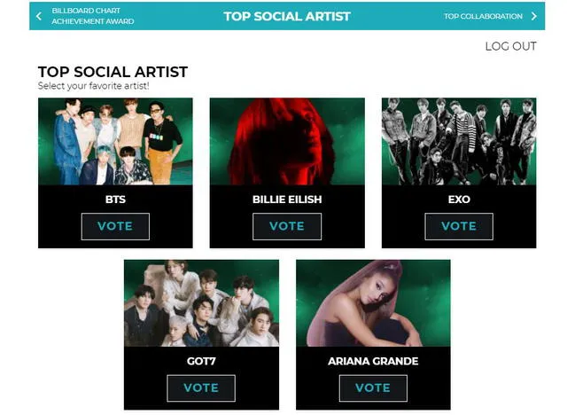 Billboard: cómo votar por BTS, EXO y GOT7. Foto:captura