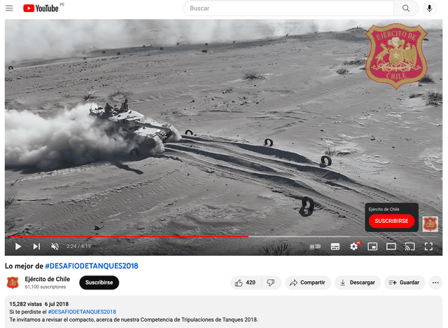 Video del Ejército de Chile sobre el ejercicio realizado en el año 2018. Foto: composición LR/YouTube.