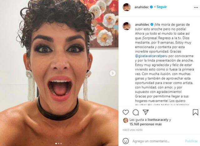 Anahí de Cárdenas usó sus redes sociales para expresar su emoción por su retorno a El artista del año. Foto: Anahí de Cárdenas / Instagram