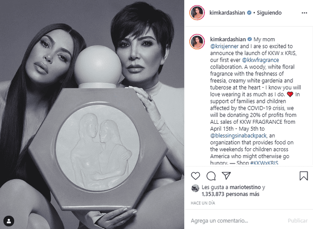 Kim Kardashian y Kris Jenner lanzan perfume por el Día de la Madre.