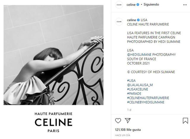 Lisa de BLACKPINK para Celine. Foto: Instagram