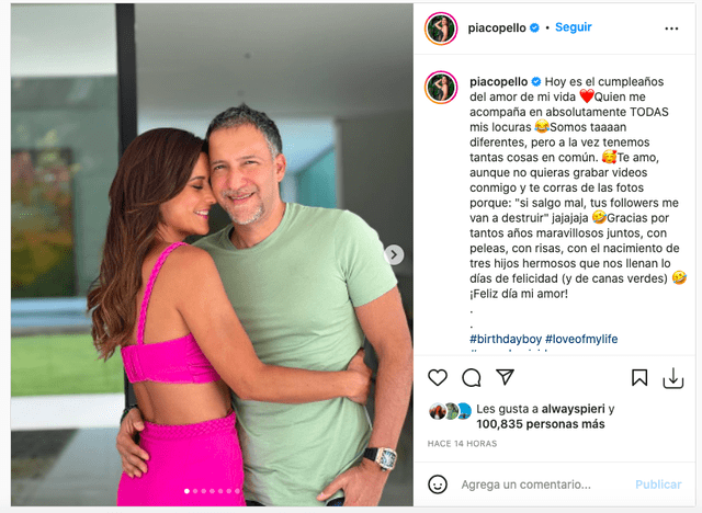 María Pía Copello dedica romántico mensaje a su esposo Samuel Dyer por su cumpleaños