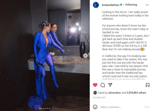 Kim Kardashian celebra haber pasado el "baby bar". Foto: captura de Instagram