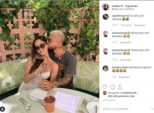 Natalia Barulich y Maluma celebran en redes sociales. (Foto: Instagram)