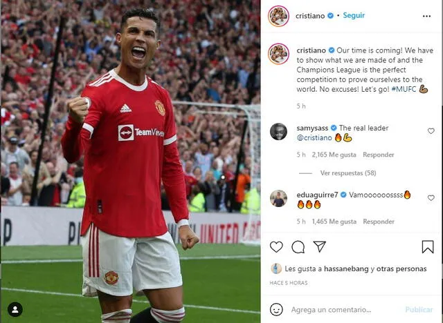 Mensaje de Cristiano Ronaldo. Foto: captura de Instagram