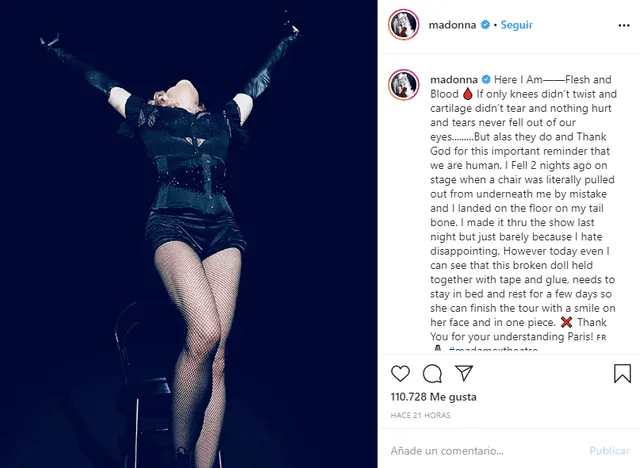 Madonna y su mensaje en Instagram.