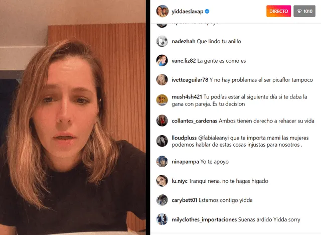 Yiddá Eslava transmitió en vivo. Foto: Instagram   