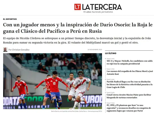 Reacción de La Tercera ante la victoria chilena. Reacción de La Tercera ante la victoria chilena.