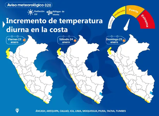 Senamhi indicó el nivel naranja por peligro de temperaturas extremas. Foto: X Senamhi indicó el nivel naranja por peligro de temperaturas extremas. Foto: X
