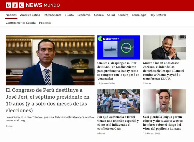 BBC News Mundo señala a Jerí como el séptimo presidente peruano en 10 años. Foto: Captura / BBC BBC News Mundo señala a Jerí como el séptimo presidente peruano en 10 años. Foto: Captura / BBC