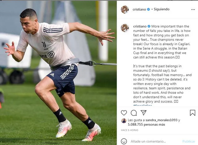 Publicación de Cristiano Ronaldo en Instagram.