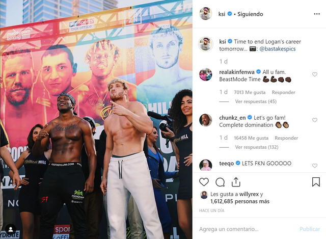 Publicación de KSI en Instagram Publicación de KSI en Instagram
