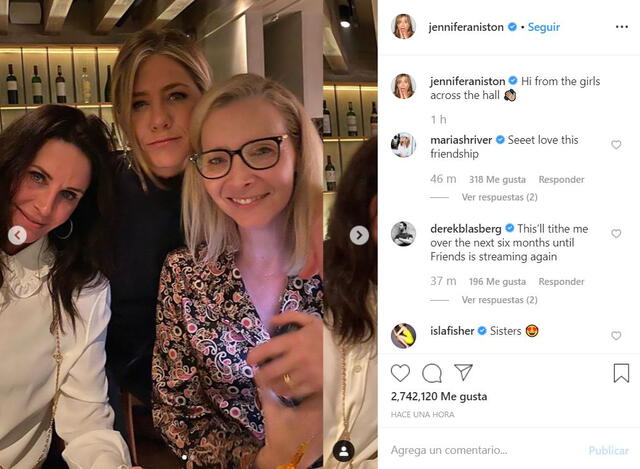 Jennifer Aniston se reúne con Courtney Cox y Lisa Kudrow