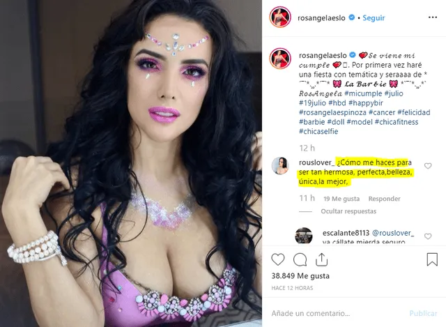 Rosángela Espinoza: seguidores de modelo se enfrentan en Instagram por sus cirugías