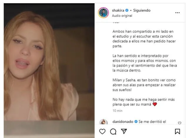  Shakira orgullosa del logro de sus hijos. Foto: captura/Instagram    