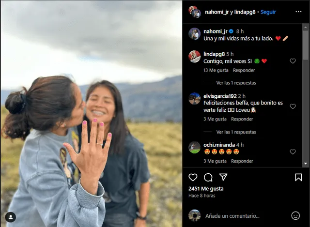 Nahomi Martínez y su novia se unirán en matrimonio. Foto: Instagram/Nahomi Martínez   