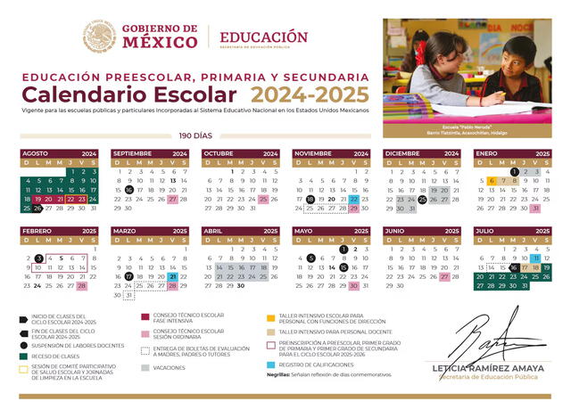 Calendario escolar 2024-25 de México completo. Foto: SEP   