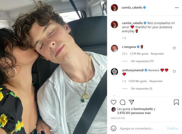  Instagram  Camila Cabello dedicó romántico mensaje a Shawn Mendes por su cumpleaños