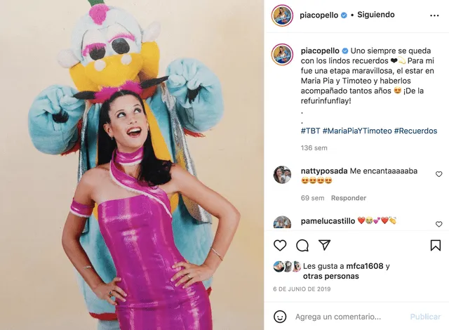 María Pía Copello publicó en su Instagram una fotografía de su paso por el recordado programa infantil. Foto: María Pía Copello/Instagram