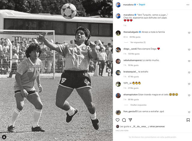 Publicación de la cuenta oficial de Diego Maradona. Foto: Instagram