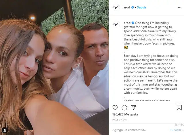 El mensaje de unión de familiar de Alex Rodriguez.