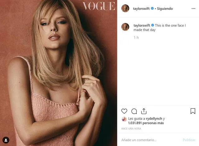 Publicación de Taylor Swift en Instagram