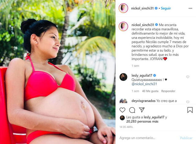 Nickol Sinchi celebra 7 meses de su hijo en Instagram