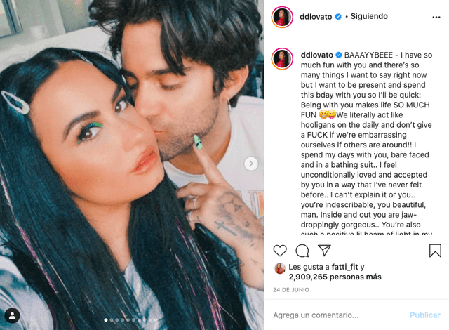 Demi Lovato saluda a Max Ehrich en Instagram