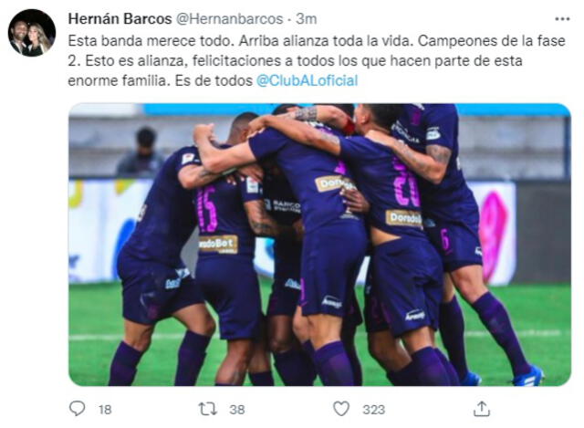 Alianza Lima: Hernán Barcos festejo el objetivo conseguido por el plantel íntimo. Foto: Captura Twitter