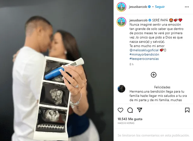  Jesús Barco espera con ansias la llegada de su primer hijo. Foto: Instagram/Jesús Barco   