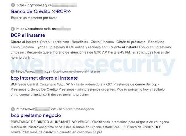  Resultados de Google con webs falsas. Foto: ESET<br><br>    