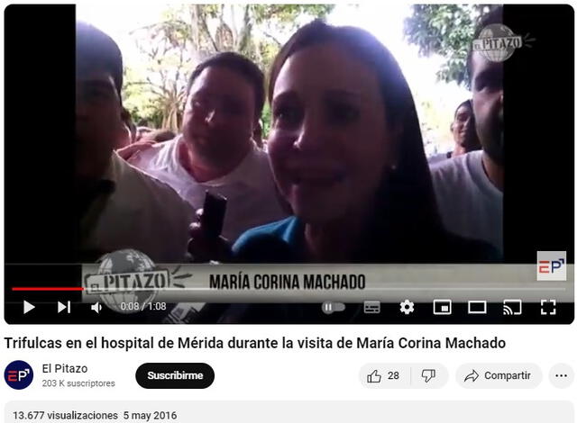  Este ataque a María Corina Machado ocurrió en 2016 en hospital. Foto: captura en YouTube / El Pitazo.   