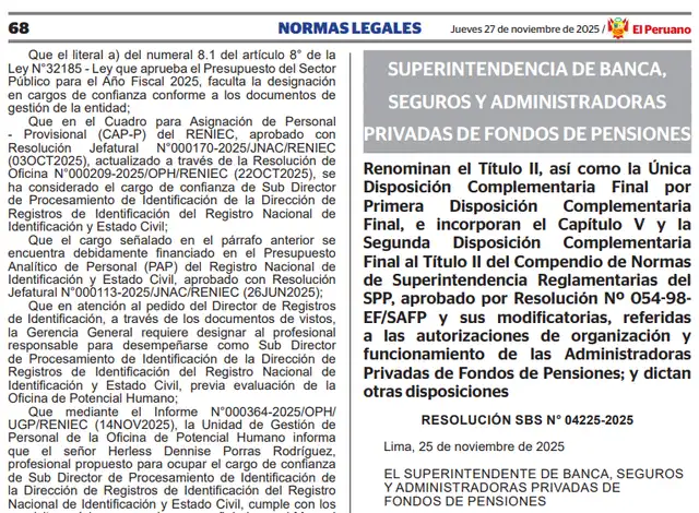 SBS cambia reglamento para permitir que más empresas compitan con las AFP en la administración de pensiones. Foto: Diario El Peruano SBS cambia reglamento para permitir que más empresas compitan con las AFP en la administración de pensiones. Foto: Diario El Peruano