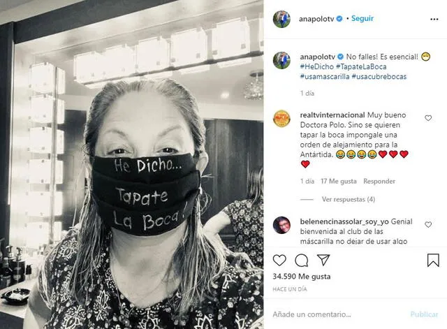Ana María Polo promueve uso de mascarillas contra el coronavirus