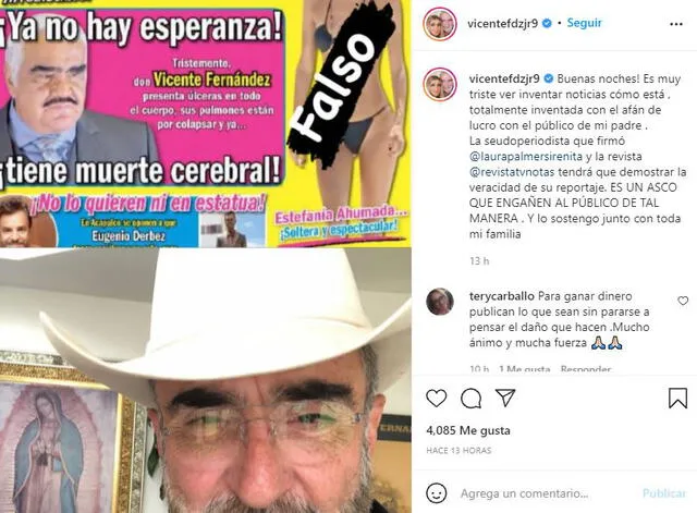 Vicente Fernández se encuentra hospitalizado en Guadalajara desde el mes de agosto.
