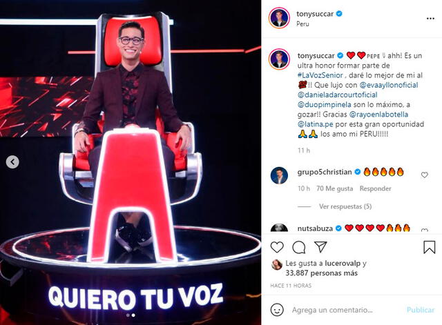 Tony Succar fue anunciado por Latina como entrenador del reality La voz senior. Foto: Tony Succar / Instagram