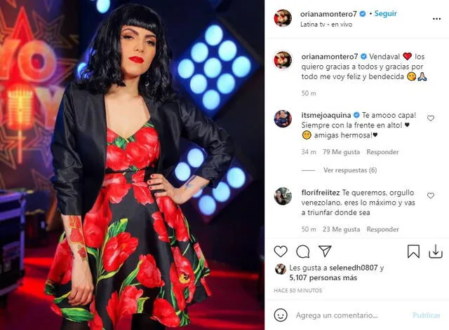 El mensaje de Oriana Montero a sus fans. Foto: captura/Instagram