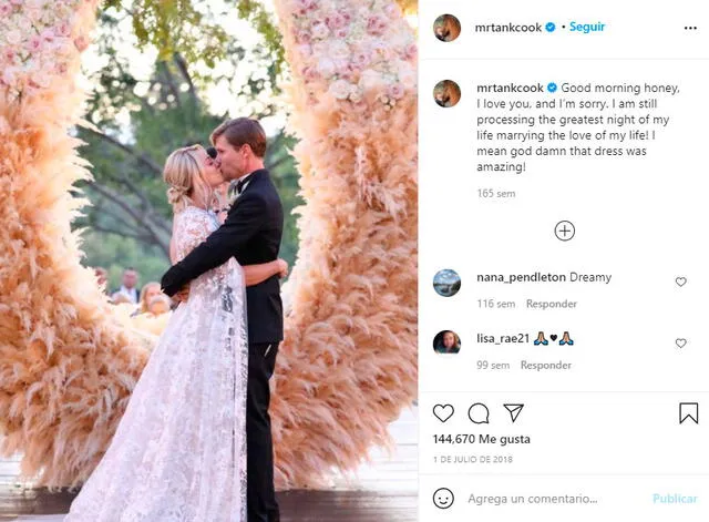 Kaley Cuoco y Karl Cook se casaron en junio de 2018. Foto:  Karl Cook / Instagram