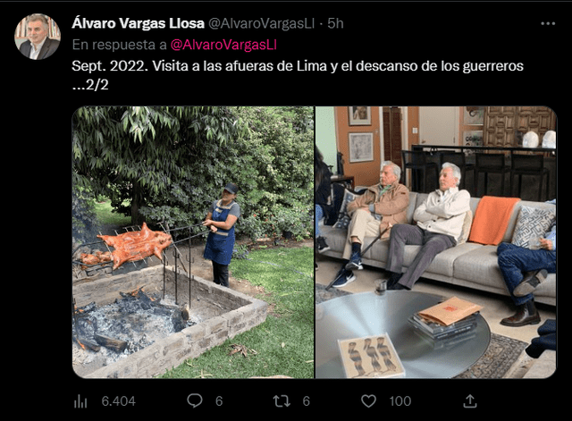 Álvaro Vargas Llosa publicó imágenes de Mario Vargas Llosa y Patricia Llosa en un viaje