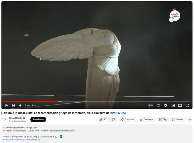 <em> Versión real de la figura exhibida en la clausura de los Juegos Olímpicos. Foto: captura de YouTube</em>   