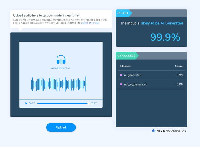 <em> Resultado de la evaluación en Hive AI Detector. Foto: captura de Google</em>   