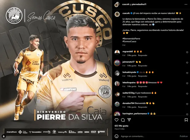  Cusco FC reforzó su ataque con Pierre Da Silva, quien llega proveniente de César Vallejo. Foto: captura    