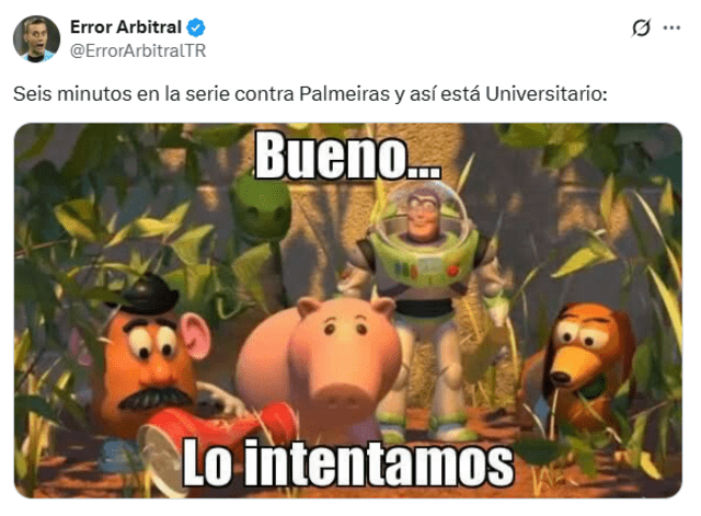 Usuarios compartieron memes por la derrota de Universitario ante Palmeiras. Foto: X.    