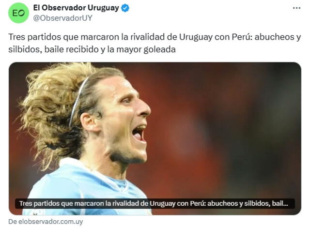 El artículo incluyó dos victorias de Uruguay y una de Perú. Foto: captura de El Observador   