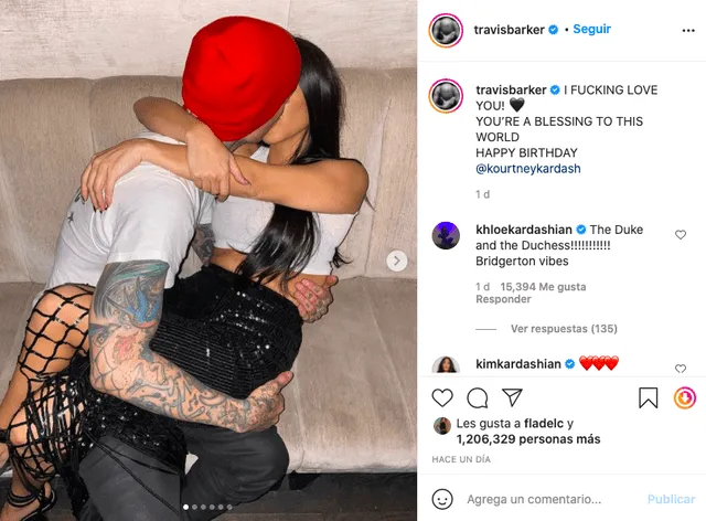 Travis Barker dedica mensaje a Kourtney Kardashian