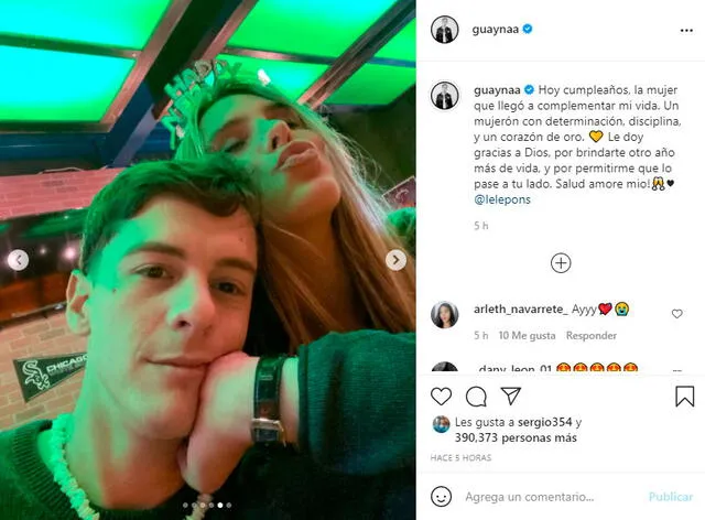 Guaynaa celebró el cumpleaños de su pareja Lele Pons con un mensaje en redes sociales, además de una reunión con su círculo de amigos más cercanos. Foto: Guaynaa / Instagram