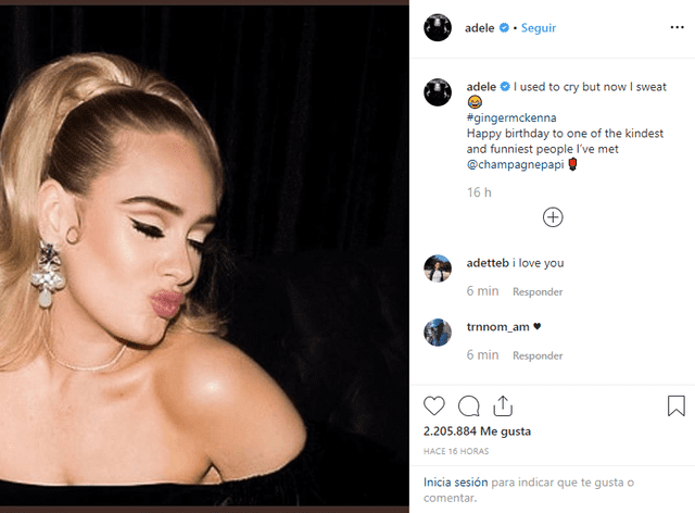 Adele presume su figura en Instagram.