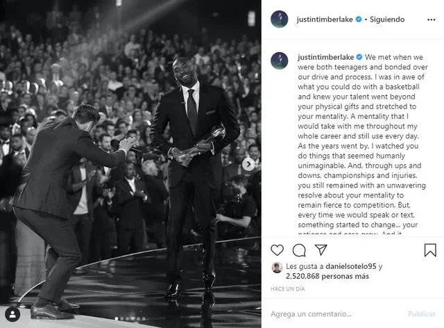 Mensaje de Justin Timbelake a Kobe Bryant